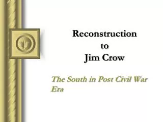 Reconstruction to Jim Crow