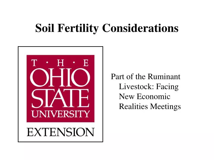 soil fertility considerations