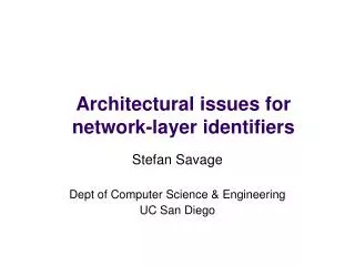 Architectural issues for network-layer identifiers