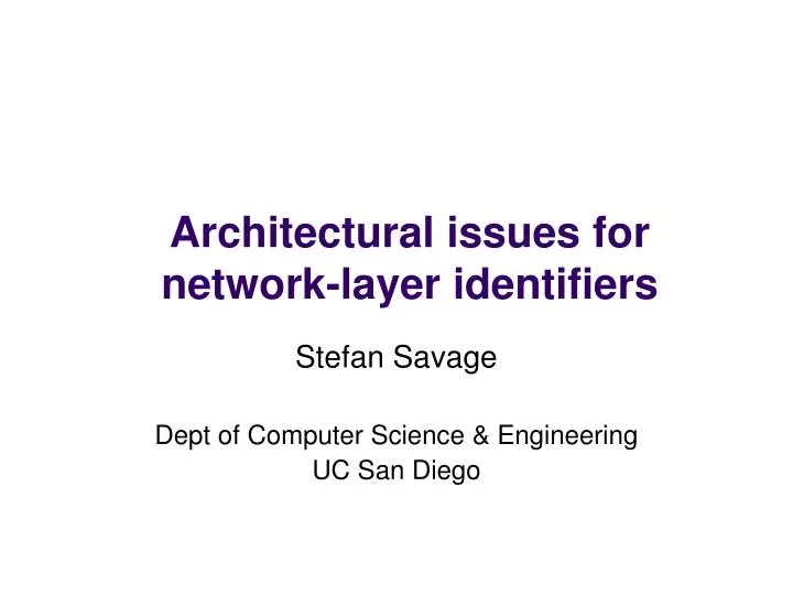 architectural issues for network layer identifiers