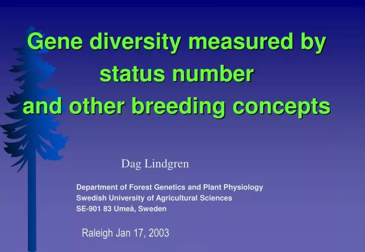 gene diversity measured by status number and other breeding concepts