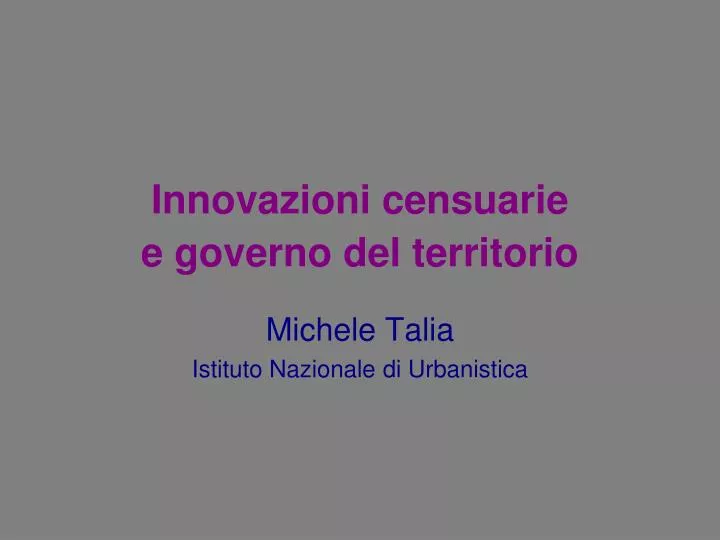 innovazioni censuarie e governo del territorio