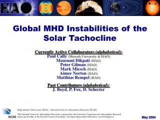 Global MHD Instabilities of the Solar Tachocline