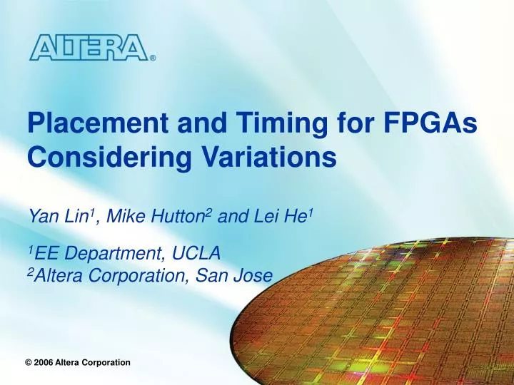 placement and timing for fpgas considering variations