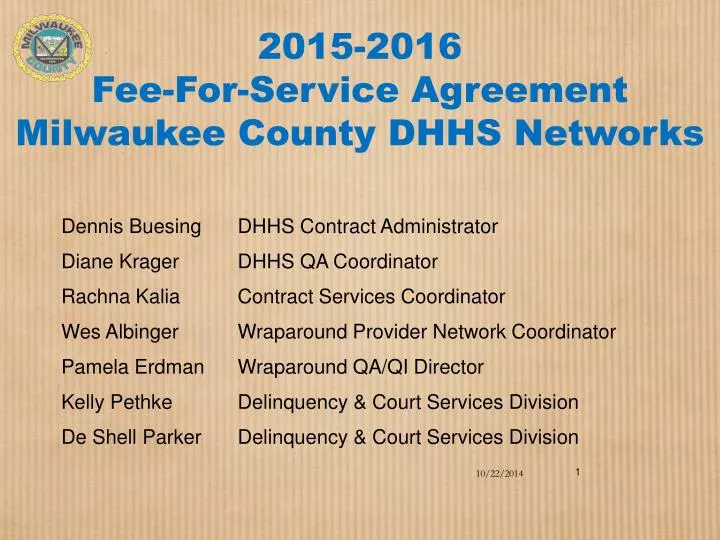 2015 2016 fee for service agreement milwaukee county dhhs networks