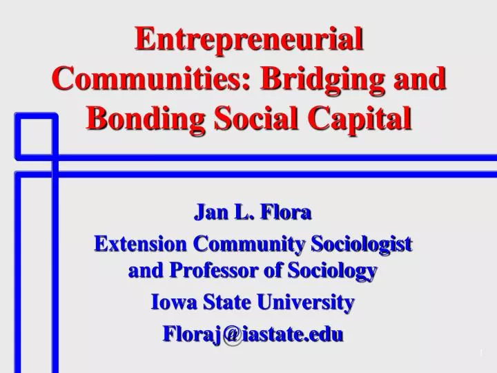 entrepreneurial communities bridging and bonding social capital