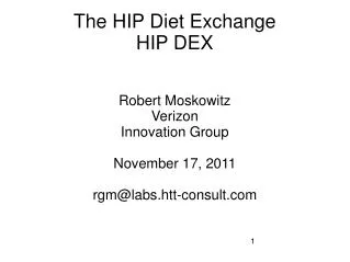 The HIP Diet Exchange HIP DEX