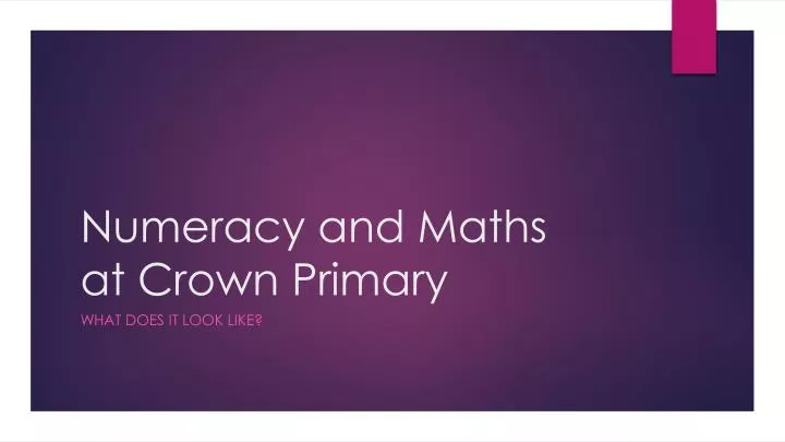 numeracy and maths at crown primary