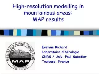 High-resolution modelling in mountainous areas: MAP results