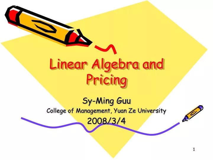 linear algebra and pricing