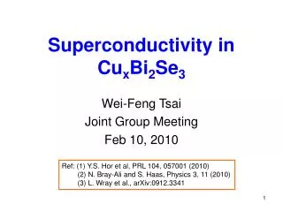 Superconductivity in Cu x Bi 2 Se 3