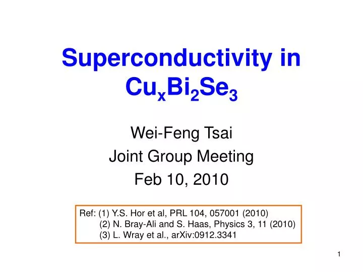 superconductivity in cu x bi 2 se 3