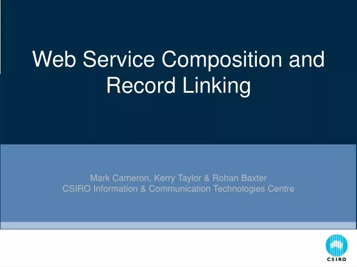 web service composition and record linking