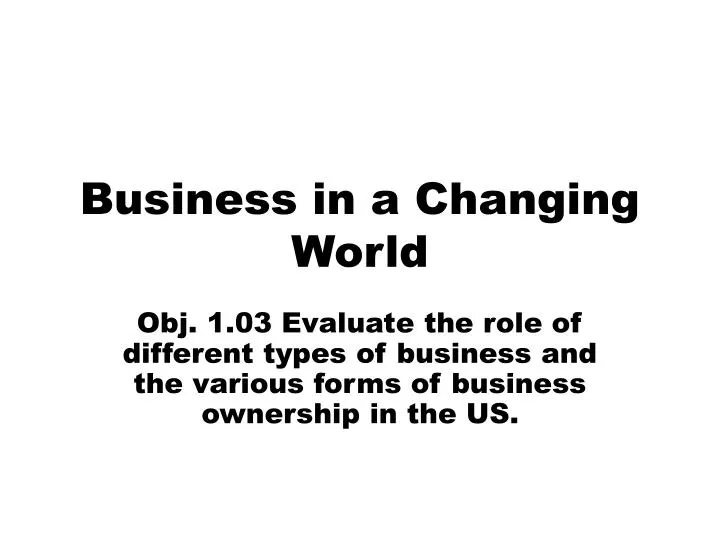 business in a changing world
