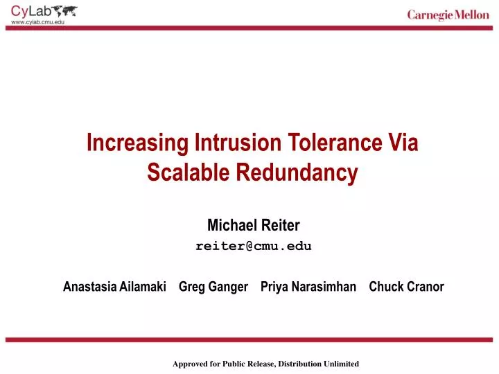 increasing intrusion tolerance via scalable redundancy