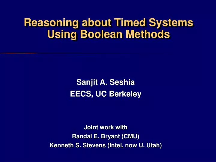 reasoning about timed systems using boolean methods
