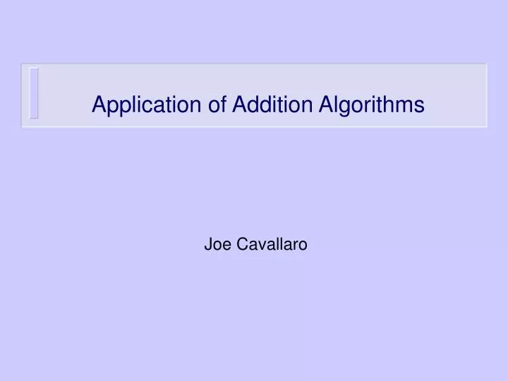 application of addition algorithms