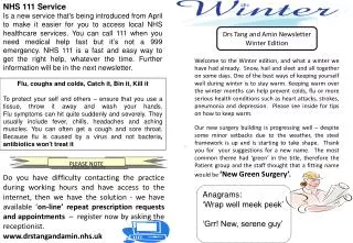 Drs Tang and Amin Newsletter Winter Edition