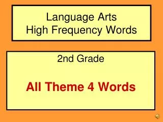 Language Arts High Frequency Words