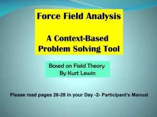 Force Field Analysis A Context-Based Problem Solving Tool