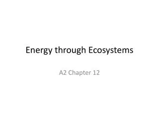 Energy through Ecosystems
