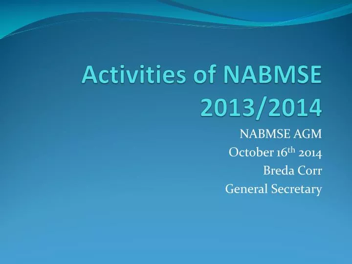 activities of nabmse 2013 2014