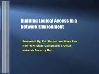 Auditing Logical Access in a Network Environment