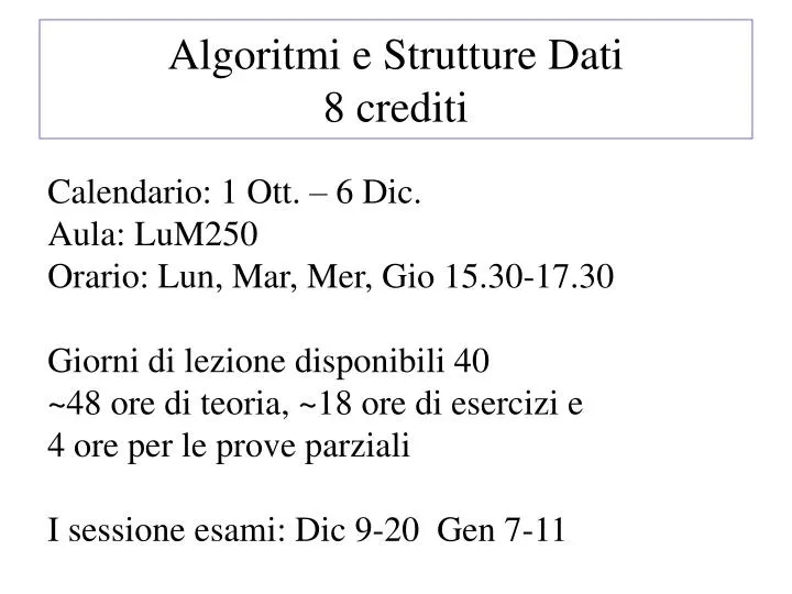 algoritmi e strutture dati 8 crediti