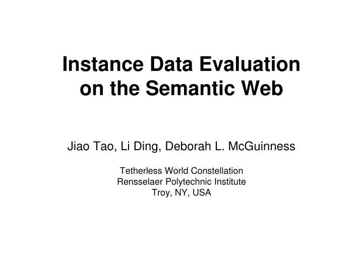 instance data evaluation on the semantic web