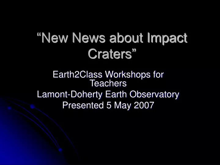 new news about impact craters