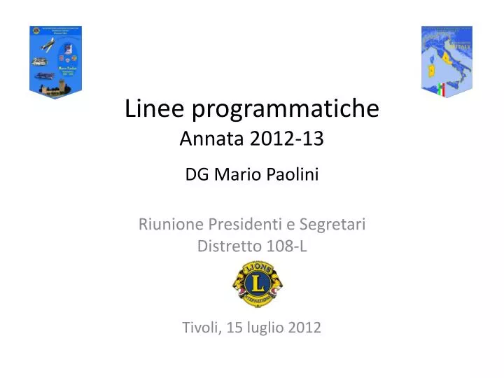 linee programmatiche annata 2012 13 dg mario paolini