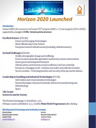 Horizon 2020 Launched