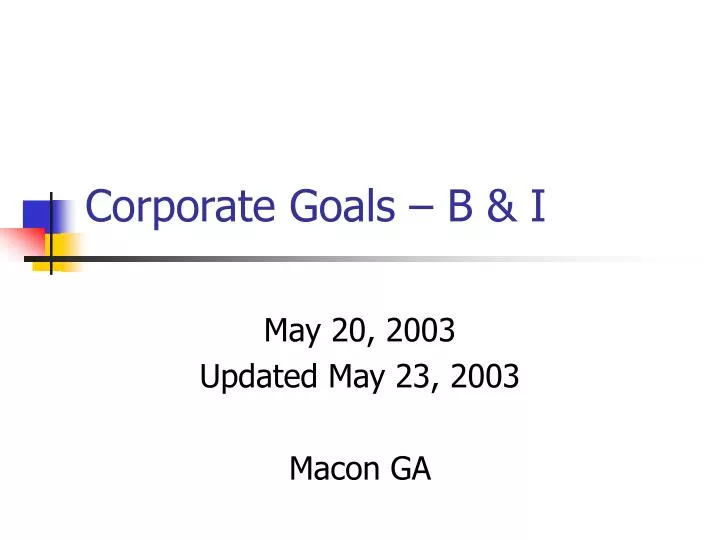 corporate goals b i