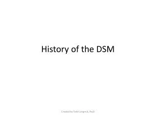 History of the DSM