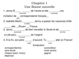 chapitre 1 une bonne nouvelle