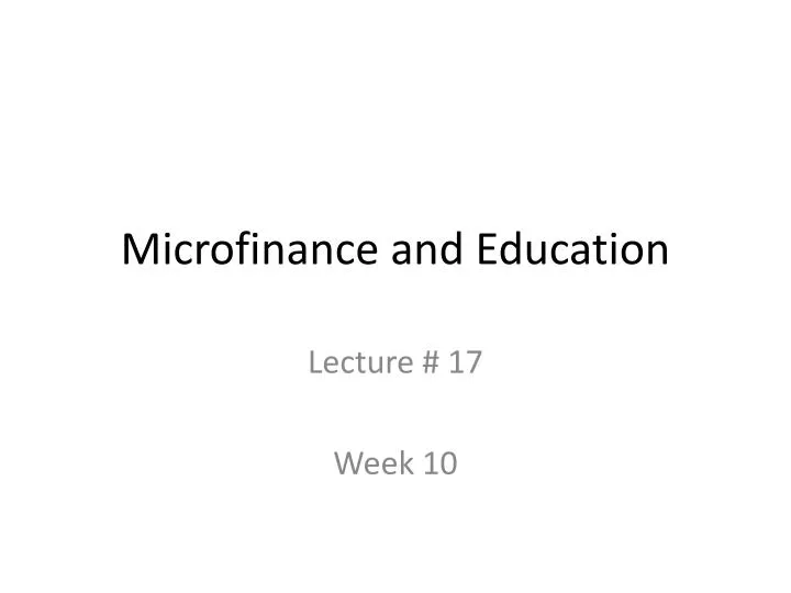 microfinance and education