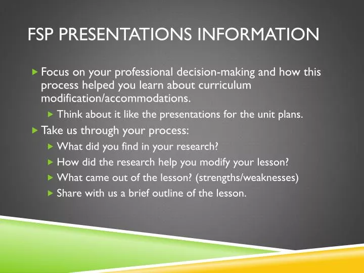 fsp presentations information