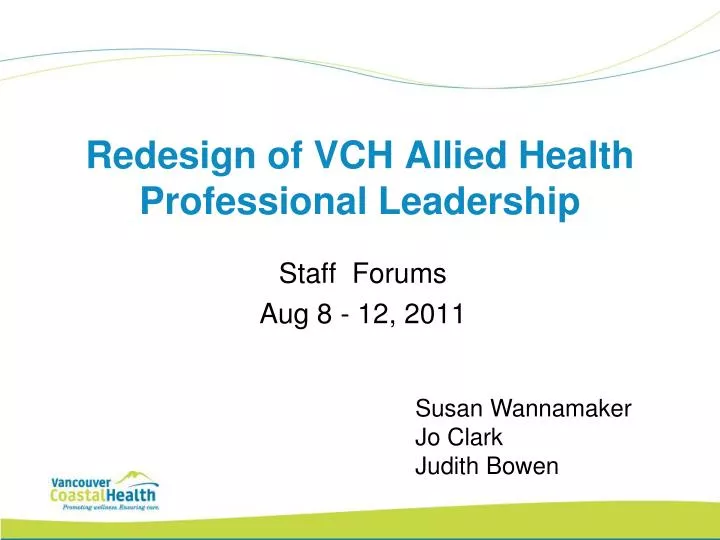 redesign of vch allied health professional leadership