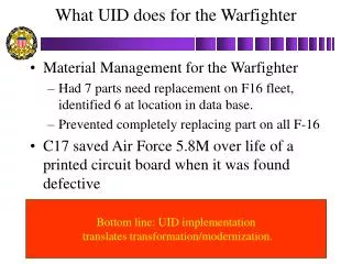 What UID does for the Warfighter