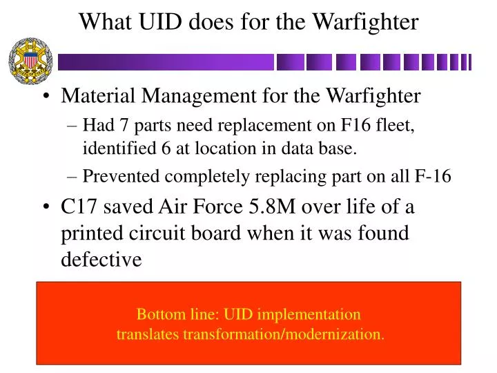 what uid does for the warfighter