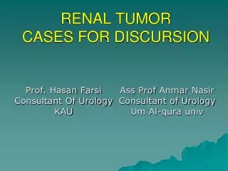 renal tumor cases for discursion