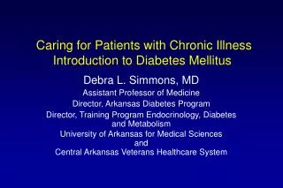 Caring for Patients with Chronic Illness Introduction to Diabetes Mellitus