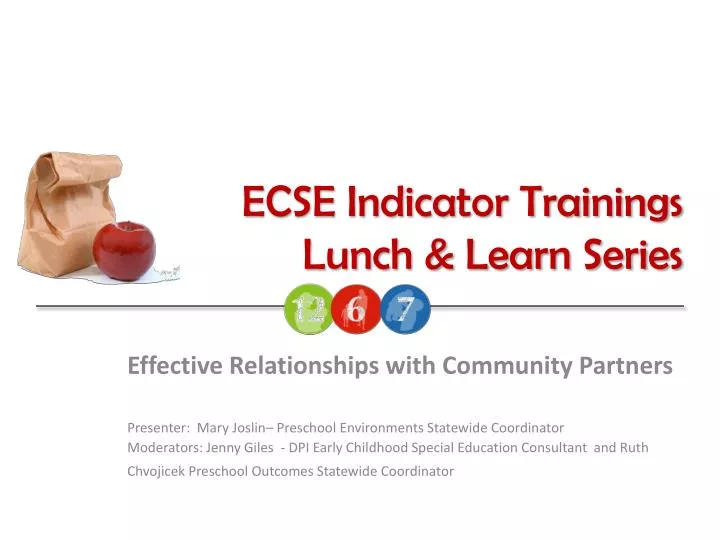 ecse indicator trainings lunch learn series