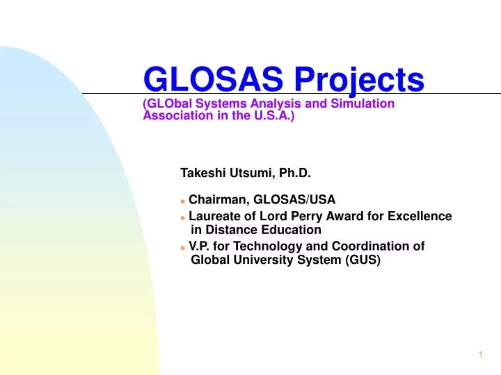 glosas projects global systems analysis and simulation association in the u s a