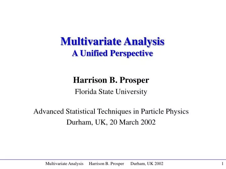 multivariate analysis a unified perspective