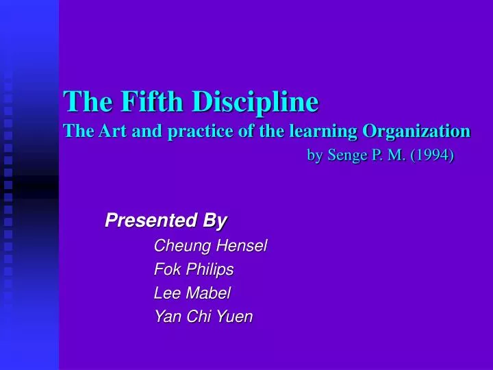 the fifth discipline the art and practice of the learning organization by senge p m 1994