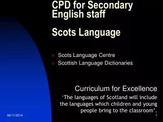 CPD for Secondary English staff Scots Language