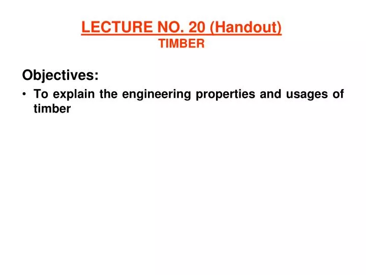 lecture no 20 handout timber