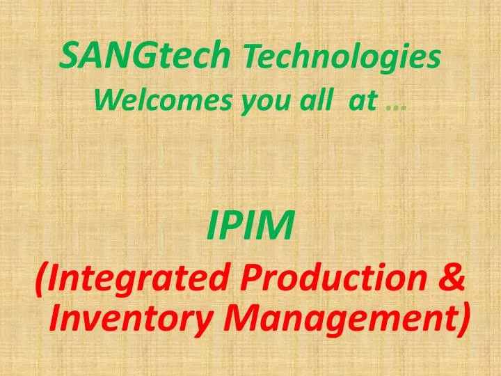 sangtech technologies welcomes you all at
