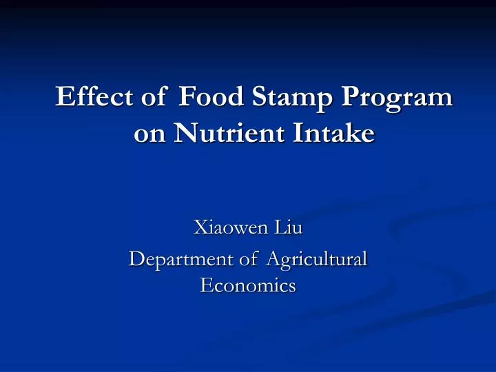 effect of food stamp program on nutrient intake